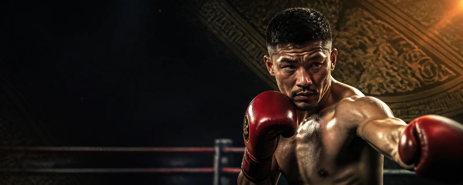 Kыргызстандык boxer in a professional ring
